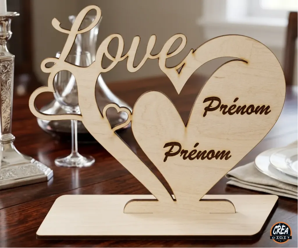 [CD-CP08] Cœur Love sur socle 23x20cm personnalisé