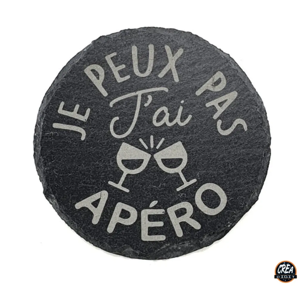 Sous-verre personnalisé en ardoise rond 10cm