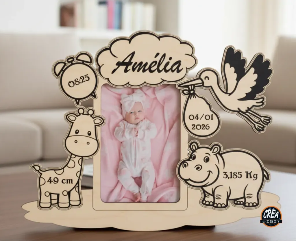 Souvenir naissance personnalisé nuage 25x18cm photo 13x9cm